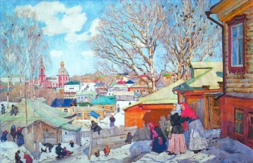 spring sunny day 1910 Konstantin Yuon cityscape city scenes Oil Paintings